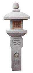 Japanese Style Oribe Granite Stone Hand Carved Garden Lantern
